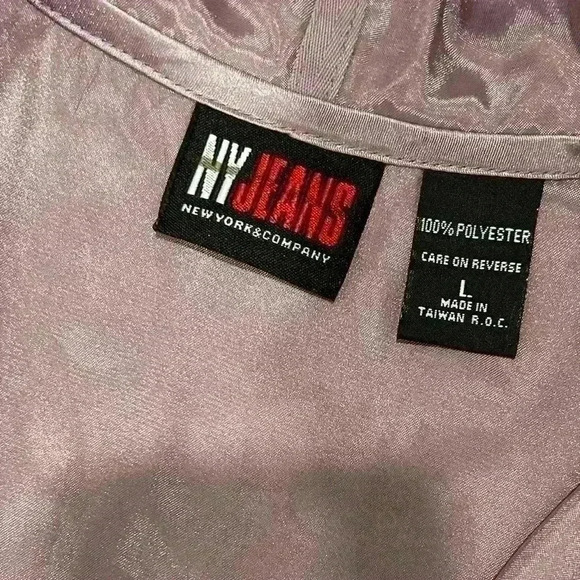 NY Jeans New York & Company Women’s Satin Hooded Zip Up Jacket Purple Size L - Picture 3 of 7